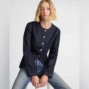 Madewell Denim Collarless Jacket in Rinse Wash 6